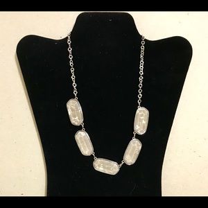 “Color” Grey Stone & Silver Necklace w/ 1 ½” Ext.